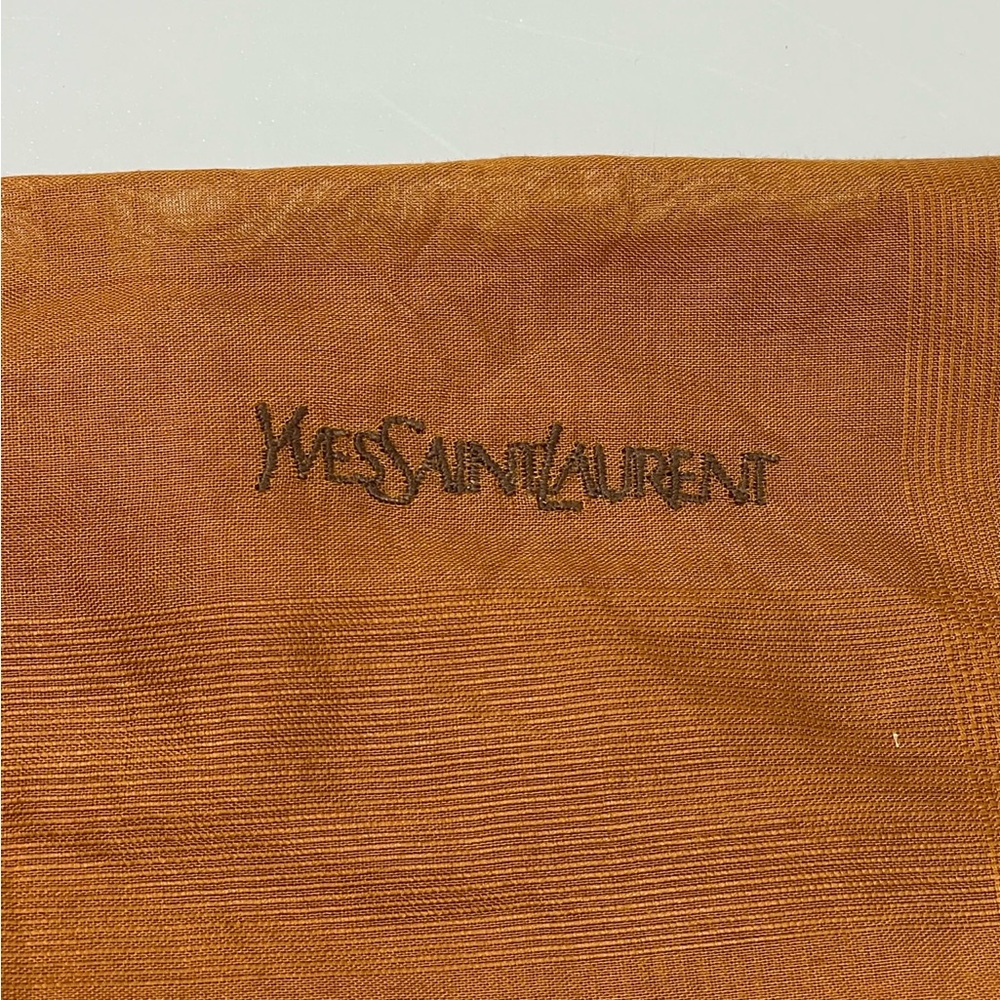YSL Yves Saint Laurent Silk Hanker-chief Square Orange - Picture 2 of 5